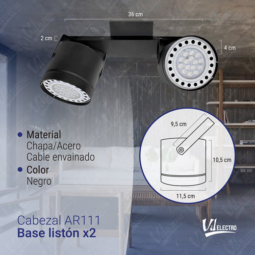 Modern 2-Light AR111 Ceiling Spotlight + AR111 12W Bulbs Set 24