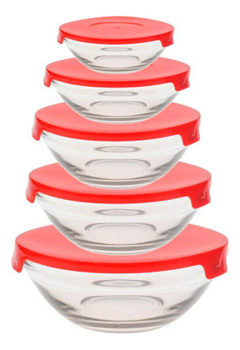 Mandarin Set of 5 Stackable Airtight Glass Bowls with Lids 3