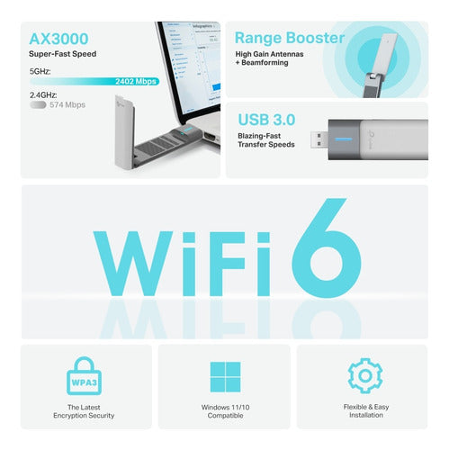 Adaptador Inalámbrico Usb Tp-link Archer Txe70uh | Ax5400, W 6