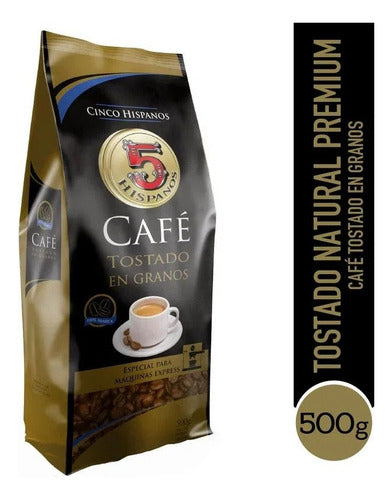 5 Hispanos Café En Grano Tostado Bolsa 500g Arabica 3