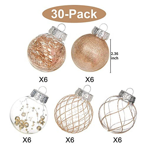 Bstdecor 30 Elegant Christmas Tree Balls 60mm - Champagne 2