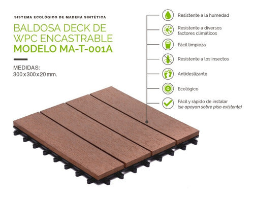 Interlocking WPC Deck Tiles for Outdoor - Better Than PVC per m2 2