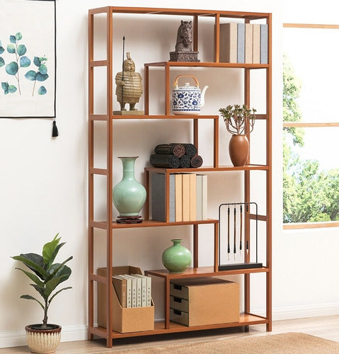 Generic Bamboo Shelf 100x25x175cm Mahogany Color 0