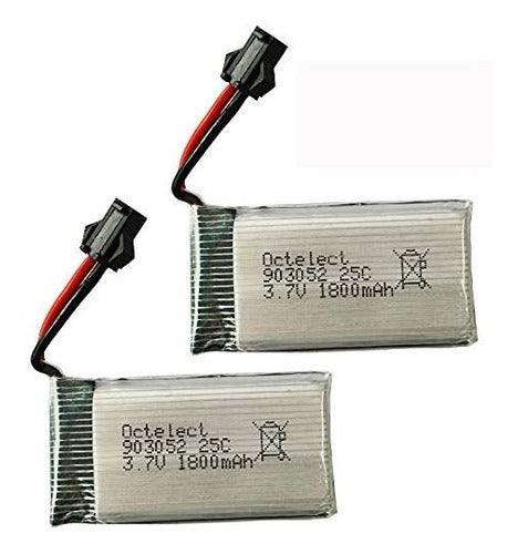 2 Octelect Drone Batteries 903052 1800mAh 3.7V for Ky601s X5 X5s X5c 0