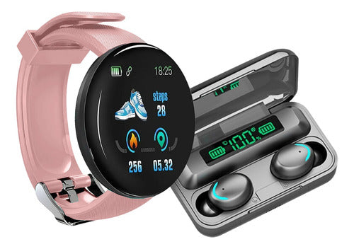 Combo Smartwatch Band D18 + Wireless Earbuds F9-5 10
