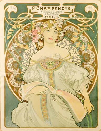 Alfons Mucha - Champenois Paris 1897 - Lámina 45x30 Cm 0