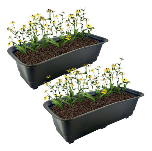 Kit 2 Jardineira Floreira Vaso Flores Plantas Jardim Preto 0