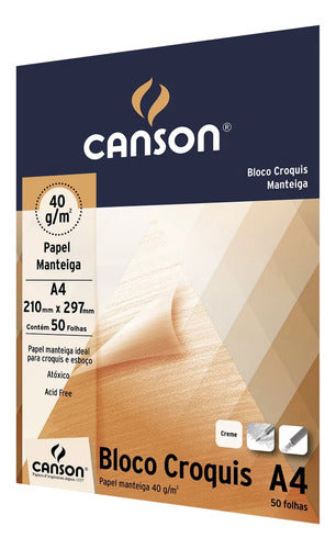 Papel Manteiga A4 40g Canson Bloco Croquis Com 50 Folhas 1