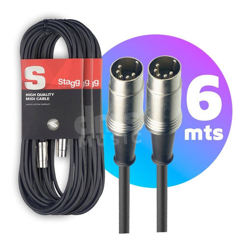 Cable Midi Audio Controlador Teclado Metalico Pro 6 Metros 1