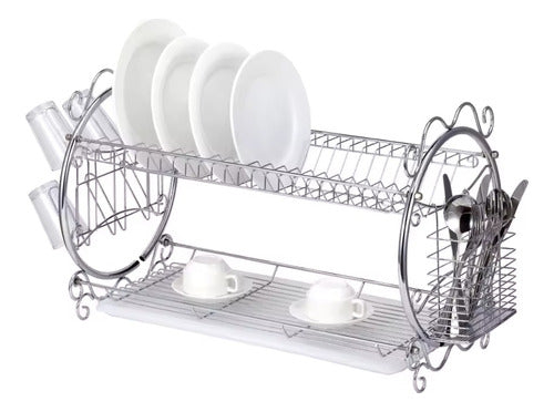 Generic 2-Tier Dish Drainer for Plates, Cutlery, Utensils, and Glasses 1