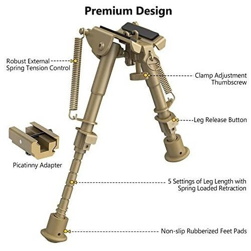 Cvlife Bipod Aluminum Extendable with Picatinny Adapter 1