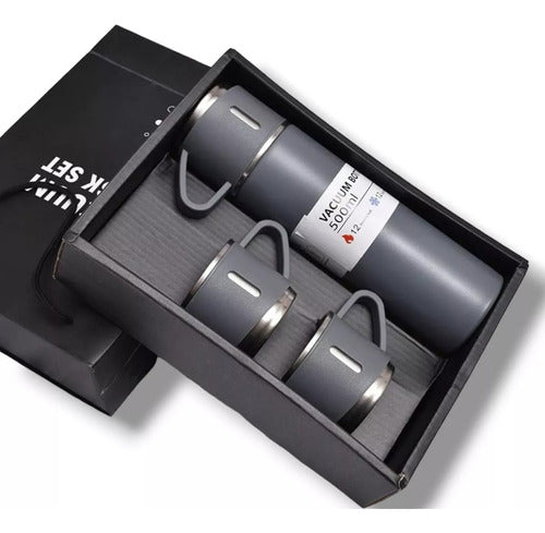 Vacuum Flask Set with Brewing Cap and Stainless Cups Up to 12 Hours Insulation 24