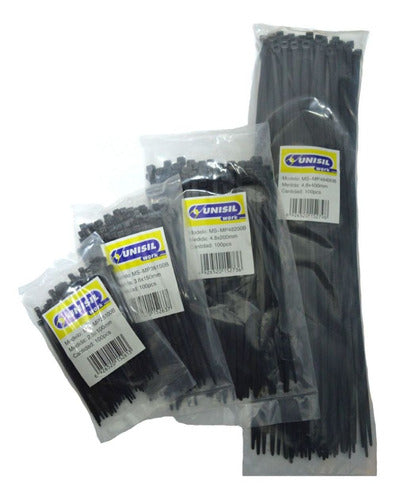 Unisil Cable Ties 7.8mm X 450mm Black X 100 Units H Y T 0