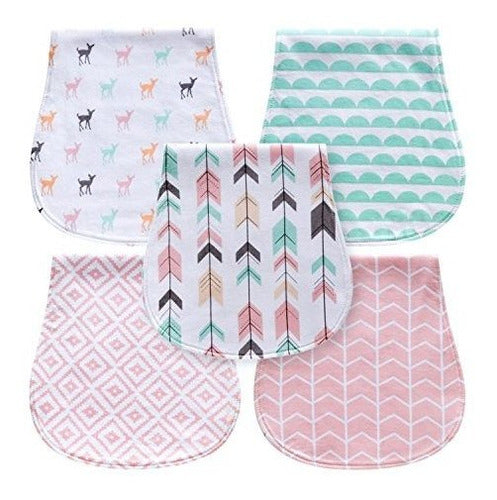 5pack Baby Burp Cloths Para Niñas Triple Capa 100% Algodon 0