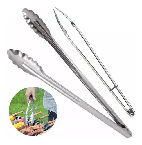 Home Love Professional Stainless Steel 38CM Long Grill Tongs Set 0