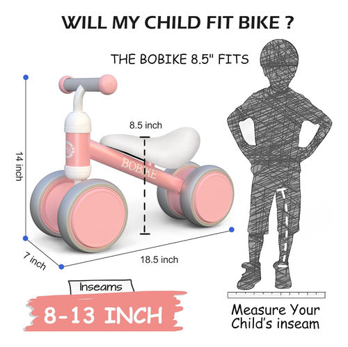 Bobike Balance Bike for Babies, Pink, 4 Wheels Without Pedals 1