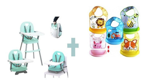 3-in-1 Baby Dining Chair Booster Seat High Low Lightweight + Bib 0