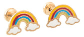 Jhune Joyeria 24k Gold-Plated Rainbow Enamel Open-Circle Earrings 3