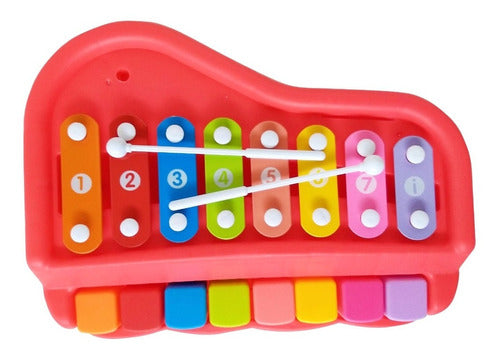 Xilofon Infantil Pianito 2 En 1 Musical 8 Notas Grande Rojo 0