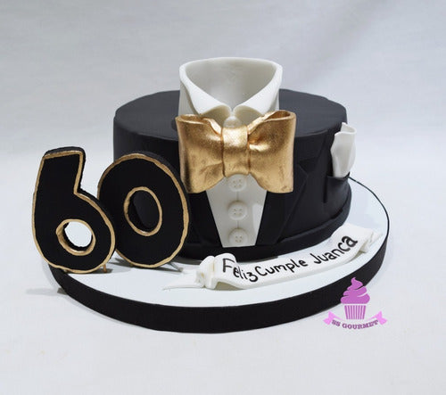 Torta Tematica 60 Años Smoking Traje Elegante 20 Personas 0