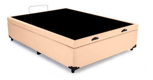 Cama Box Baú Viúva Corino Bege - 128x188x40 1