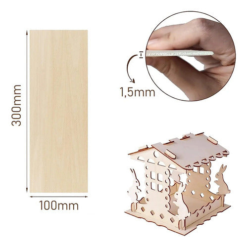 Generic 10 Madera 30x10cm 1,5mm Miniature Aeromodeling Laser Cut 1