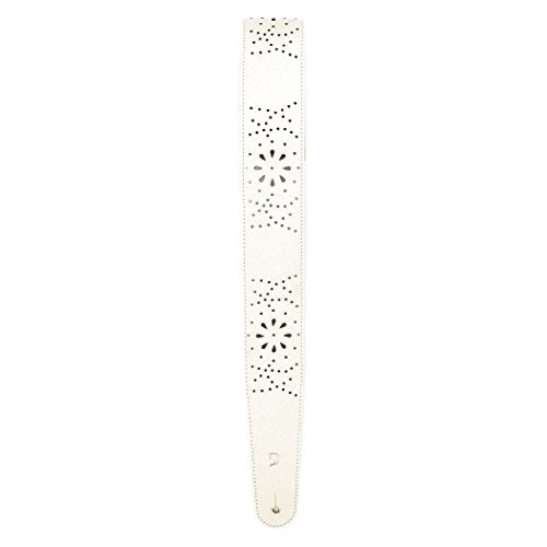 D'Addario L25W1502 White Perforated Leather Guitar Strap 2