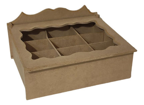 Morema Trece Tea Box with Cutout Lid - 9 Divisions MDF 5.5mm 0