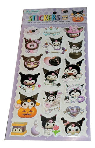 MIC Glitter Kuromi My Melody Cushioned Stickers - Sanrio 0