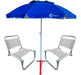 Set of 2 Reinforced Aluminum Beach Chairs 90kg + Super Strong 2m Umbrella 79