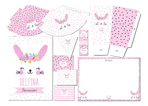 Kit Imprimible Conejita Con Textos Editables 1