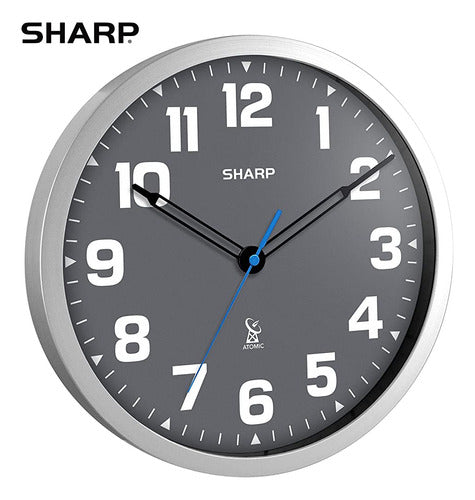 ~? Reloj De Pared Analógico Atómico Sharp - Cara Gris De 12 1