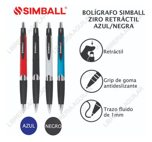 Ziro Simball Retractable Ballpoint Pen Blue Black Birome 1