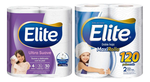 Papel Higiénico Elite Doble Hoja + Rollos De Cocina Elite 0