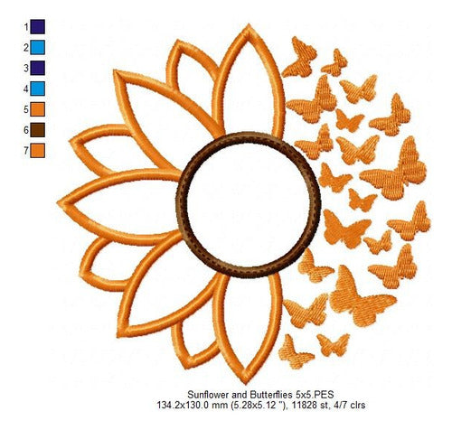 Elma Matrizes Matriz Para Bordados Maquina Flor Girasol Y Mariposas 2524 1