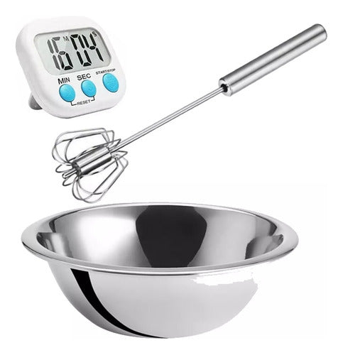 Home Love Automatic Mixer Set + Stainless Steel Bowl + Timer 0