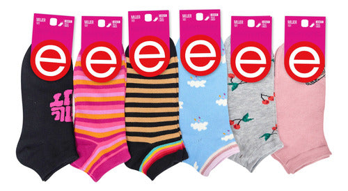 Pack of 6 Short Socks for Women by Elemento Art 101 11