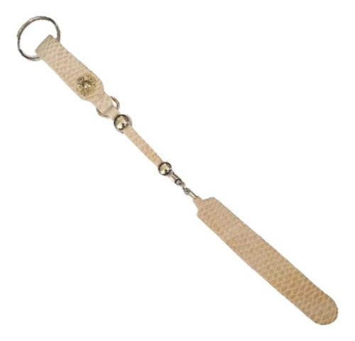 Burdah Long White Leather Alpaca Keychain 0