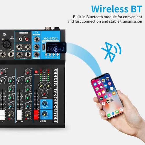 Genérica Consola Dj Sonido Mezcladora 7 Canales De Bluetooth Display 1