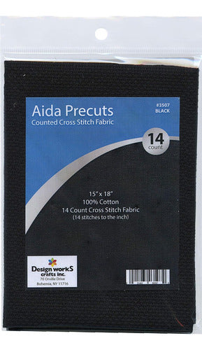 Tela Aida Pre-cortada De 35,5 Cm X 40,6 Cm, Negro, 14 Unidad 0