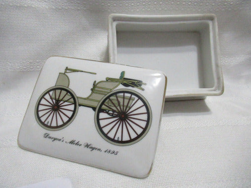 Alhajero Caja Porcelana Diseño Auto Antiguo Motor Wagon 1895 1