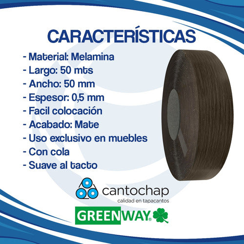 Cantochap Melamine Edge Banding 50 Mm Roble Moro X 50 Mts 1