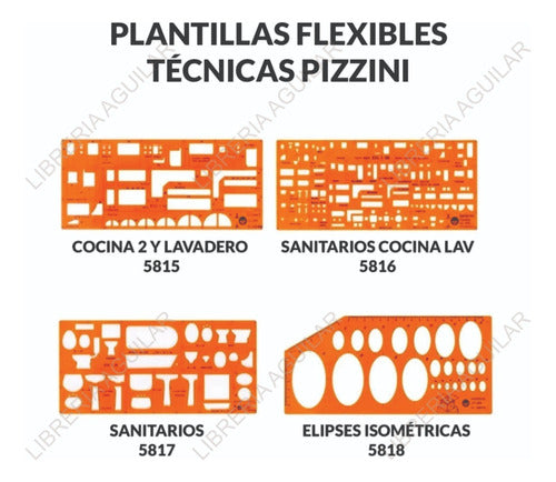 Pizzini Flexible Template 5818 Technical Isometric Ellipses 7