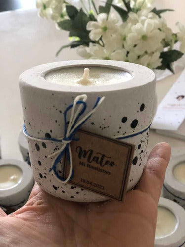 Baptism Souvenirs: Soy Wax Candle in Cement Pot Set of 30 1