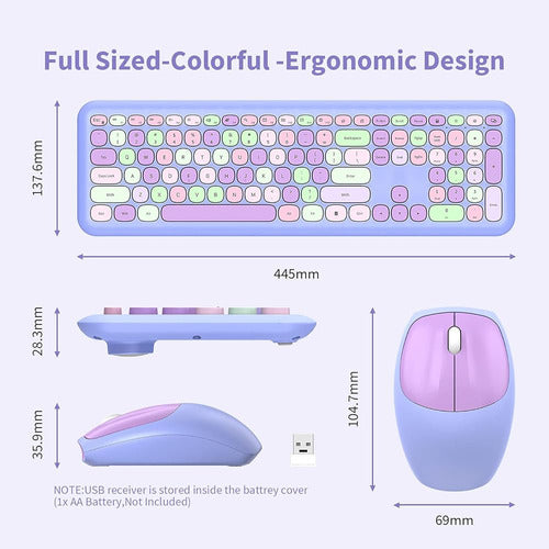 Combo De Teclado Y Ratón Inalámbricos, 2.4ghz De Tamaño Comp 3