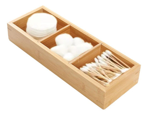 Veranova Caja Organizador Baño Cocina Madera Bambu 3 Divisiones 0