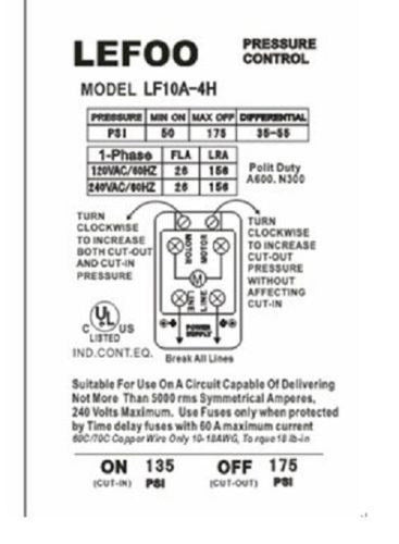 Pesado Deber De Presostato Para Compresor De Aire 135-175 Ps 4