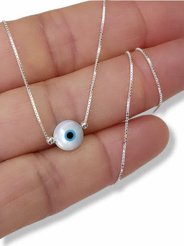 Circular 8mm Passant Evil Eye Chain. 925 Silver X45 3