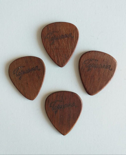 Set of 3 Wooden Tijuana Guitar Picks with Eco Leather Case 2