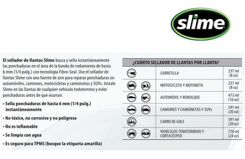 Sellador Para Neumático Moto Bicicleta Con Cámara Slime 8oz 1